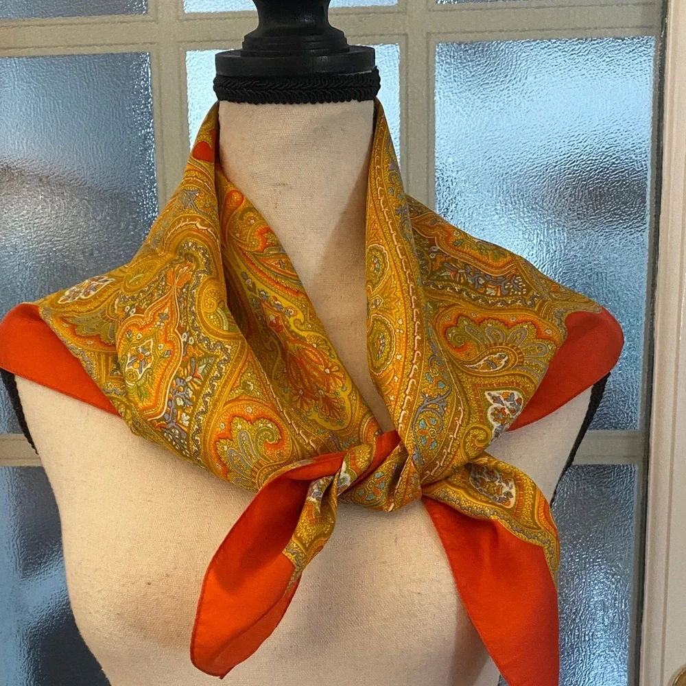 Paisley Orange and Gold Scarf